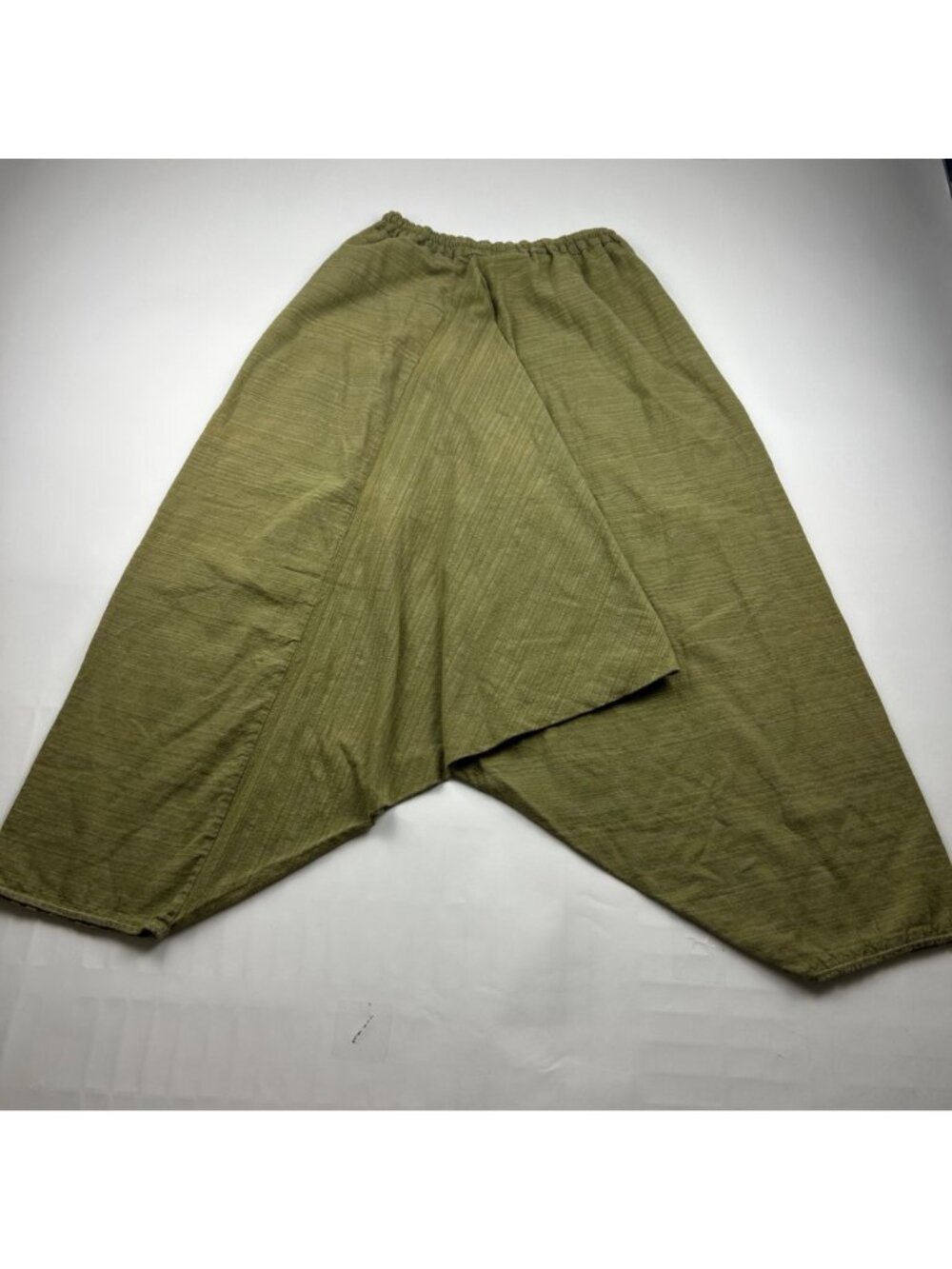 Olive Green Slub Knit Jersey Harem Pant M - Picture 5 of 5